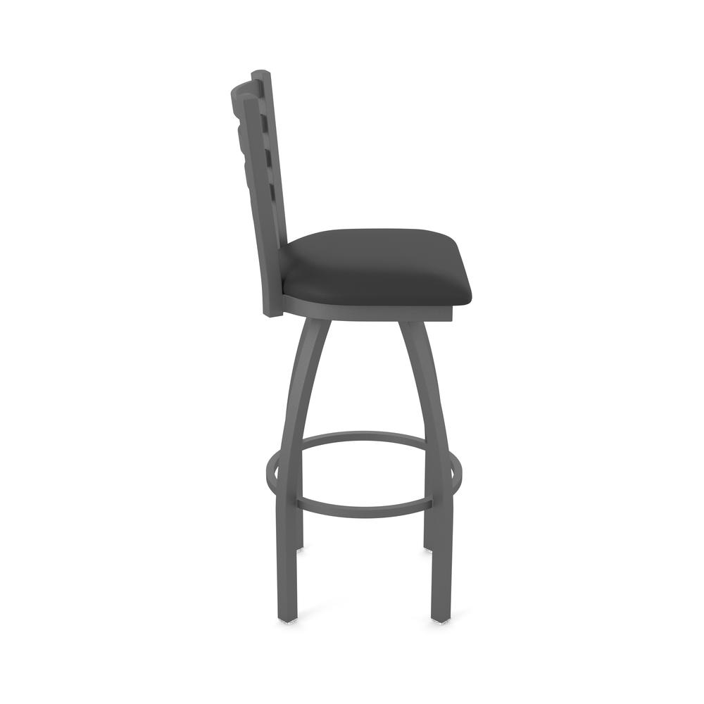 410 Jackie 36" Swivel Bar Stool with Pewter Finish and Black Vinyl Seat. Picture 4