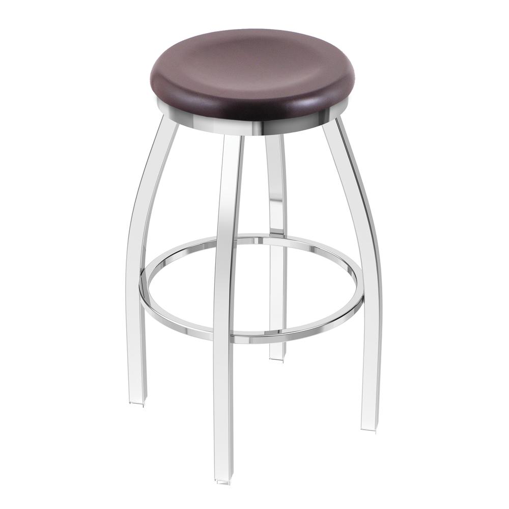 802 Misha 36" Swivel Extra Tall Bar Stool with Chrome Finish and Dark Cherry Maple Seat. Picture 1