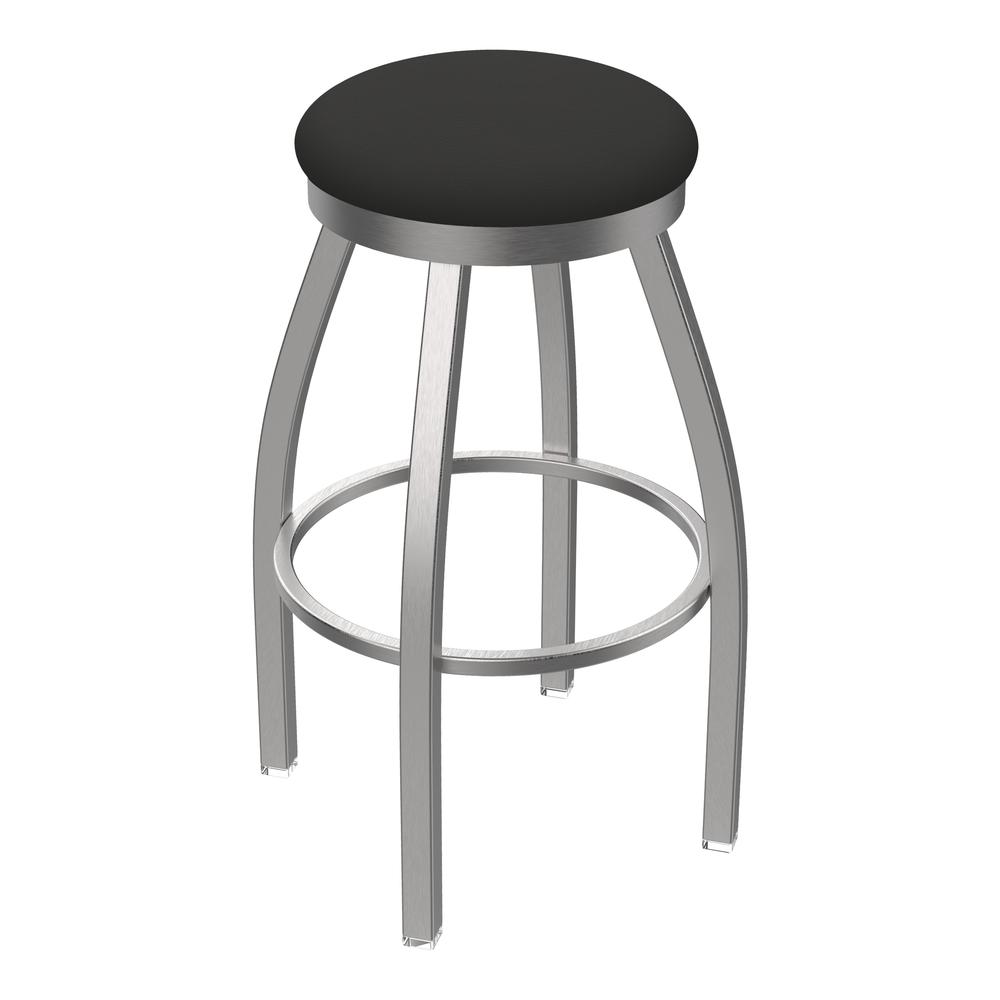 802 Misha Stainless Steel 36" Swivel Bar Stool with Canter Iron Seat. Picture 1