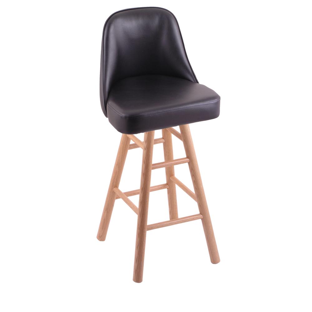 Grizzly 36" Swivel Extra Tall Bar Stool with Smooth Oak Legs, Natural Finish. Picture 1