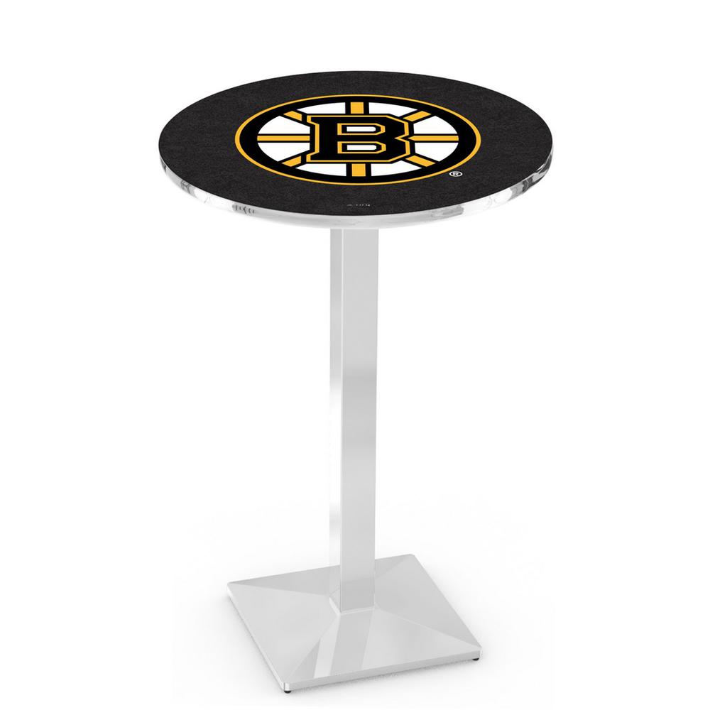 L217 Boston Bruins 42' Tall - 36' Top Pub Table w/ Chrome Finish (1128). Picture 1