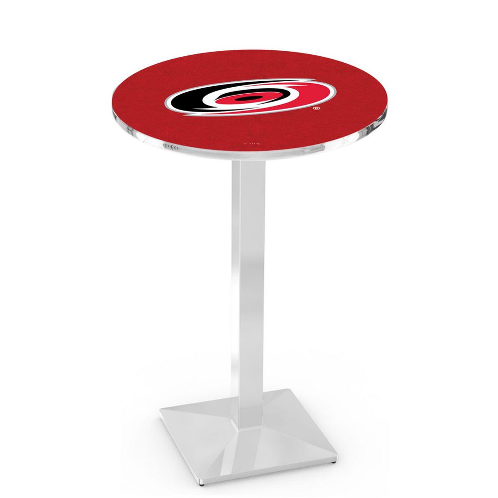 L217 Carolina Hurricanes 42" Tall - 36" Top Pub Table with Chrome Finish (1210). Picture 1