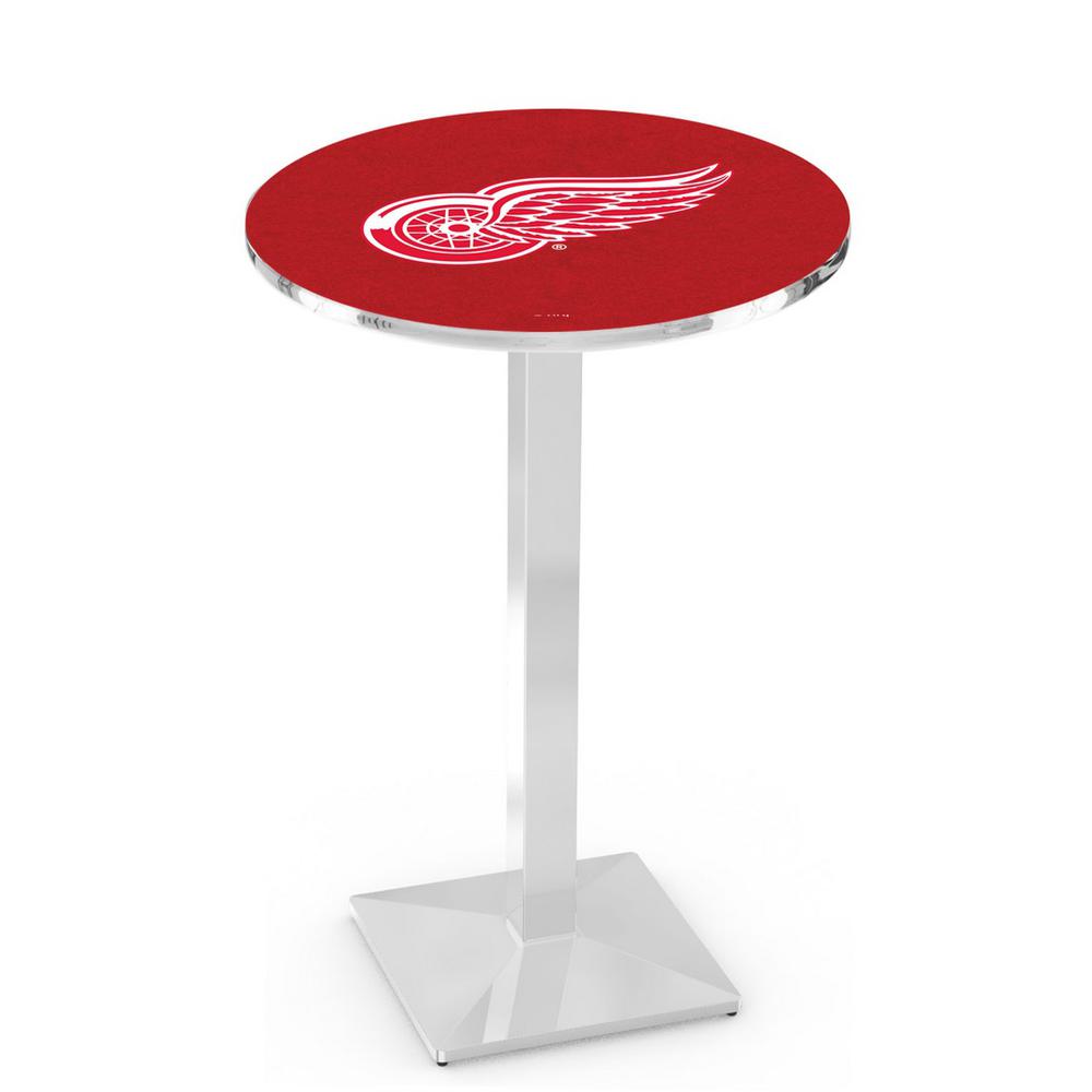 L217 Detroit Red Wings 42' Tall - 36' Top Pub Table w/ Chrome Finish (1371). Picture 1