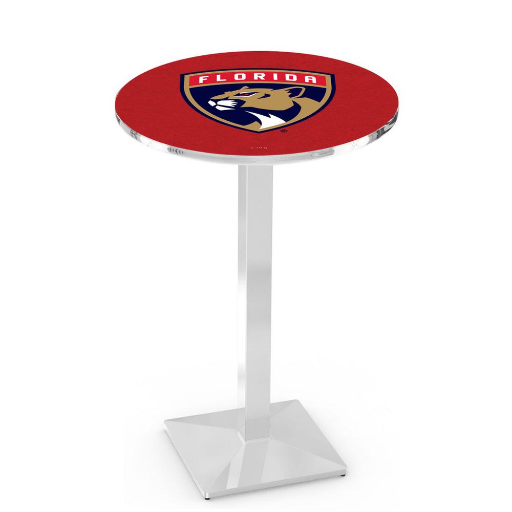 L217 Florida Panthers 42' Tall - 36' Top Pub Table w/ Chrome Finish (1449). Picture 1