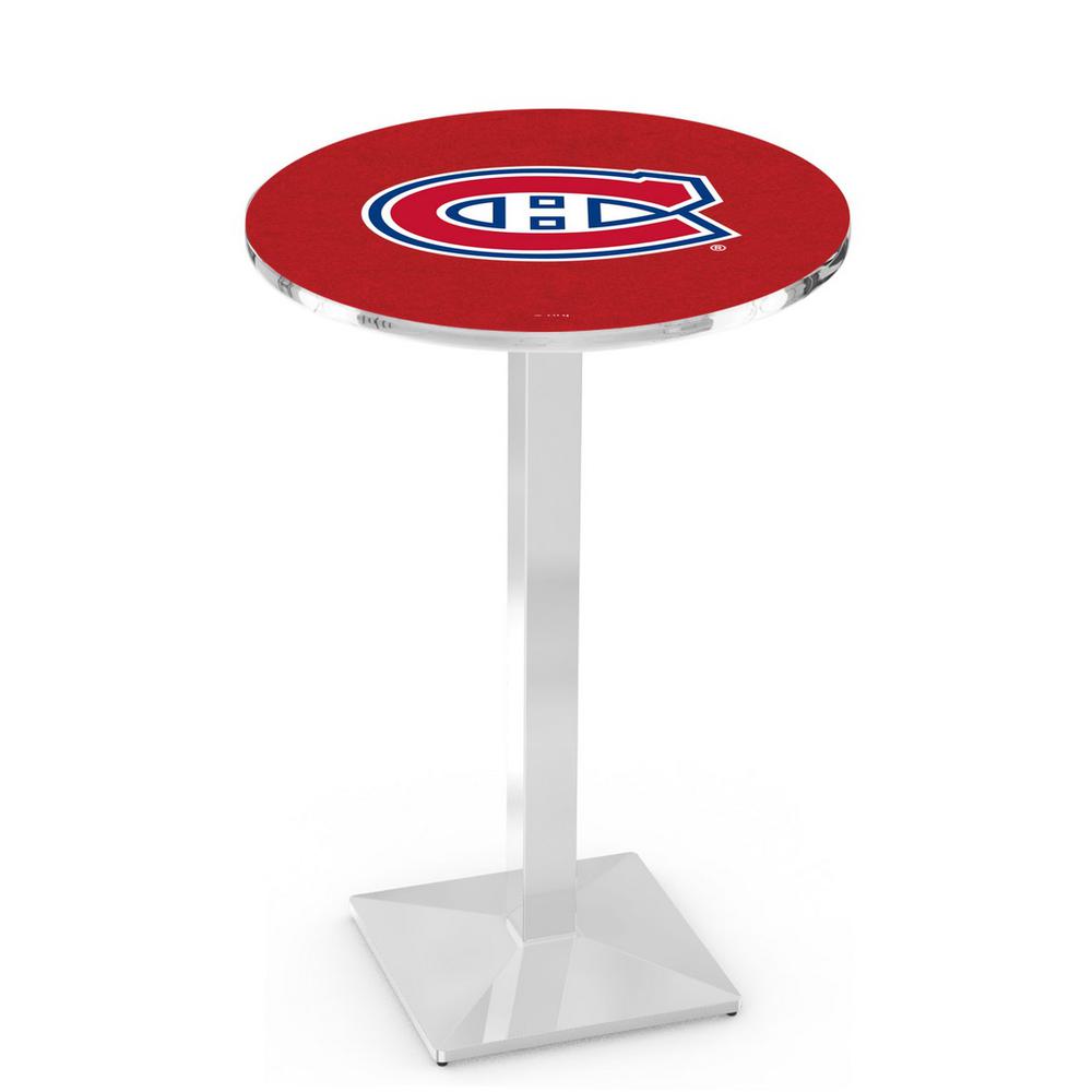L217 Montreal Canadiens 42' Tall - 36' Top Pub Table w/ Chrome Finish (1869). Picture 1