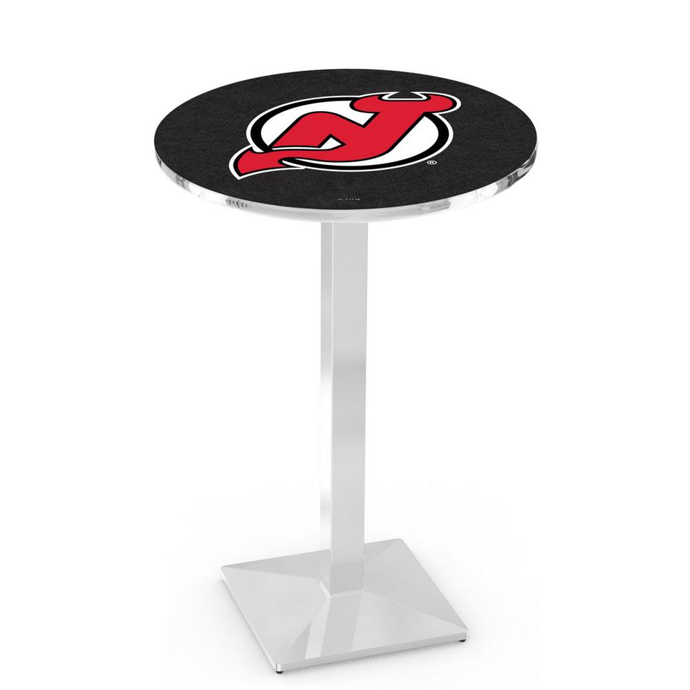 L217 New Jersey Devils 42" Tall - 36" Top Pub Table with Chrome Finish (2040). Picture 1
