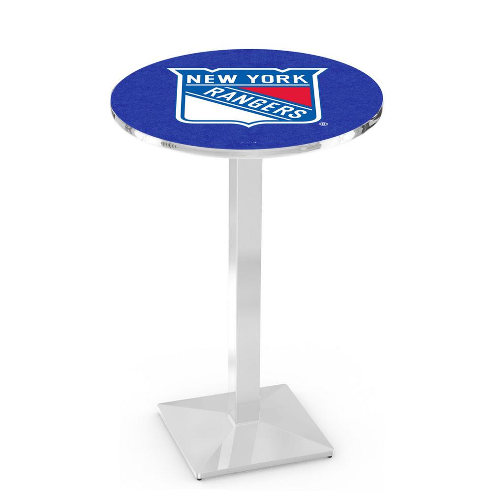 L217 New York Rangers 42' Tall - 36' Top Pub Table w/ Chrome Finish (2132). Picture 1