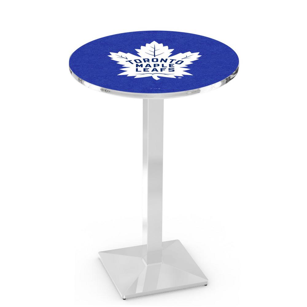 L217 Toronto Maple Leafs 42' Tall - 36' Top Pub Table w/ Chrome Finish (2422). Picture 1
