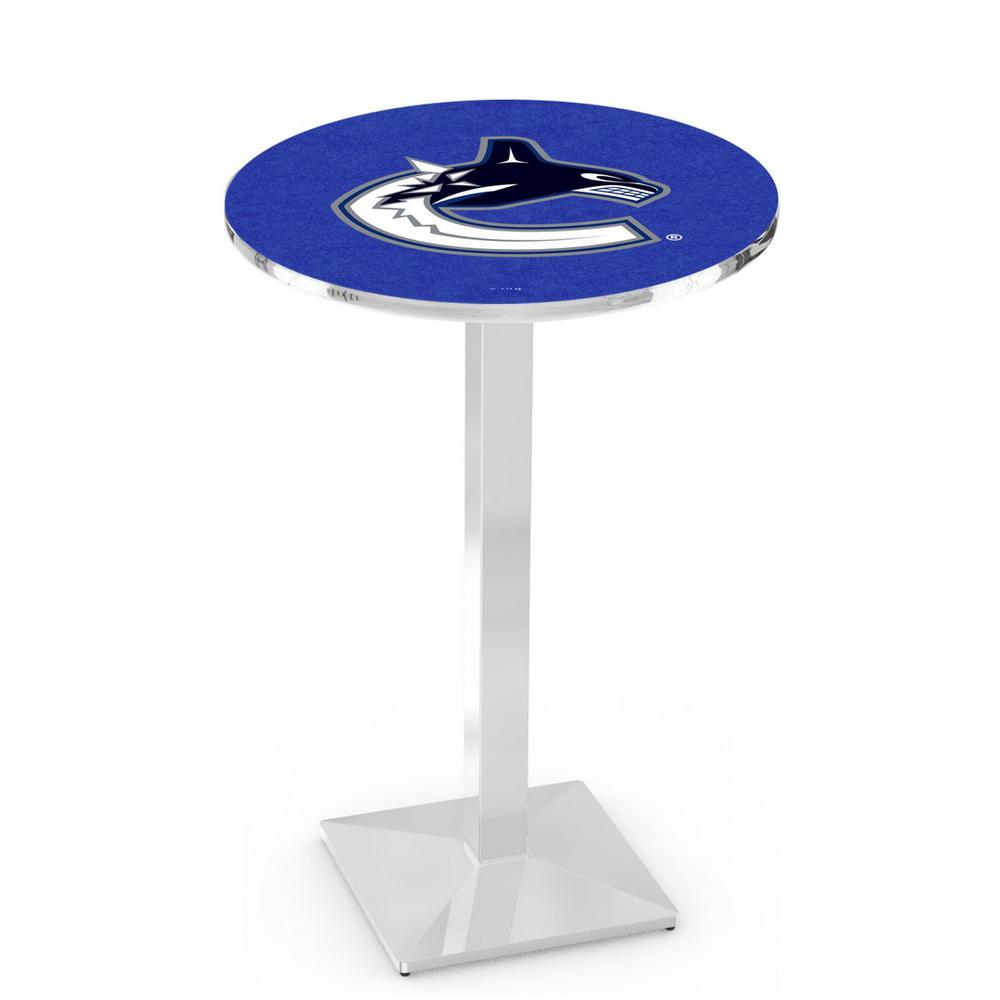L217 Vancouver Canucks 42" Tall - 36" Top Pub Table with Chrome Finish (2552). Picture 1