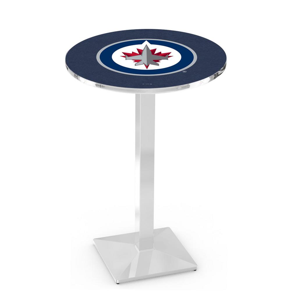 L217 Winnipeg Jets 42' Tall - 36' Top Pub Table w/ Chrome Finish (2699). Picture 1