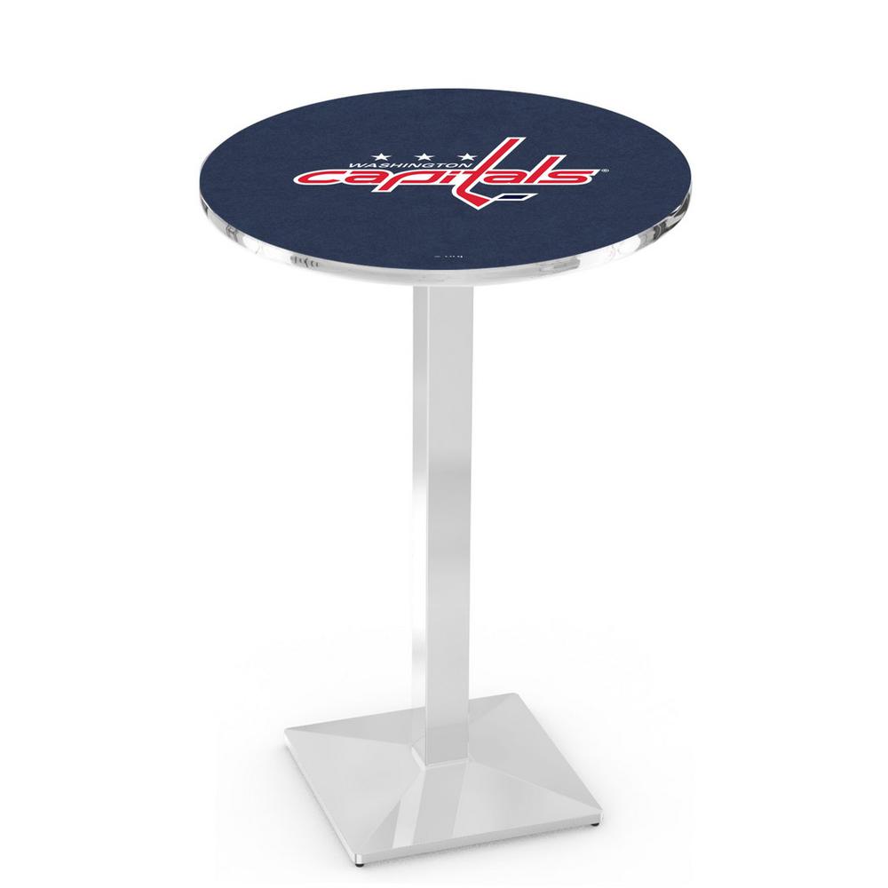 L217 Washington Capitals 42" Tall - 36" Top Pub Table with Chrome Finish (2729). Picture 1