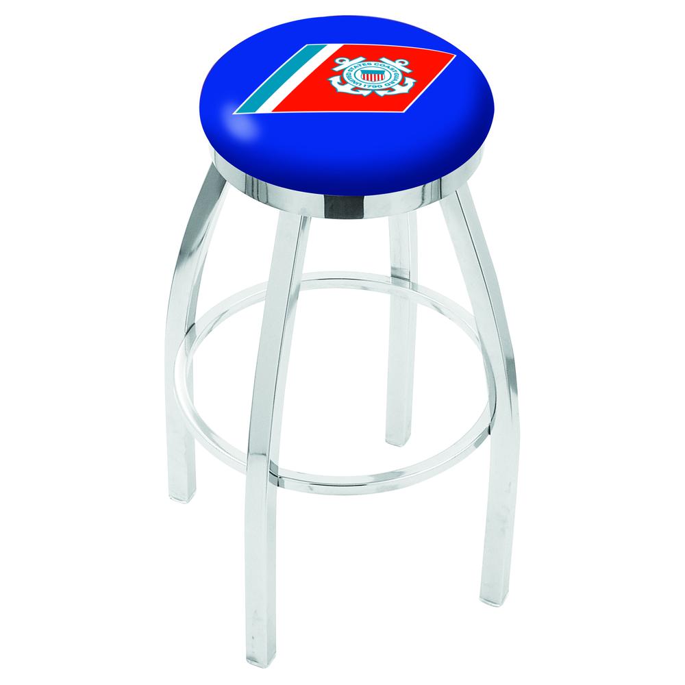 36" L8C2C - Chrome U.S. Coast Guard Swivel Bar Stool with Accent Ring by Holland Bar Stool Company. Picture 1