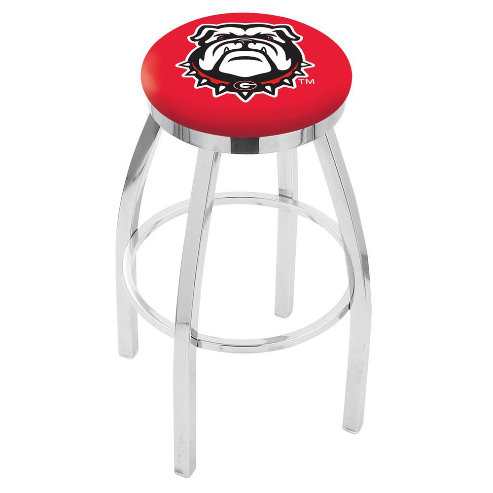 36" L8C2C - Chrome Georgia "Bulldog" Swivel Bar Stool with Accent Ring by Holland Bar Stool Company. Picture 1