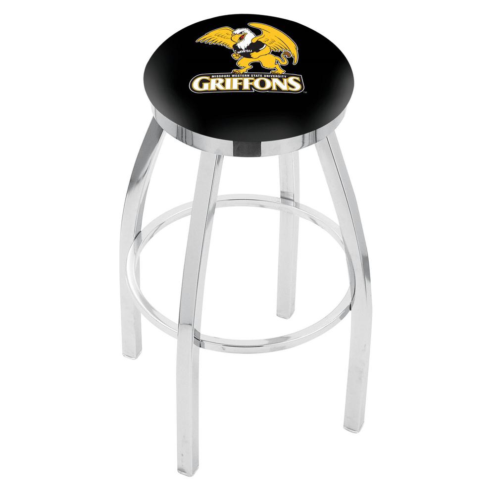 36" L8C2C - Chrome Missouri Western State Swivel Bar Stool with Accent Ring by Holland Bar Stool Company. Picture 1