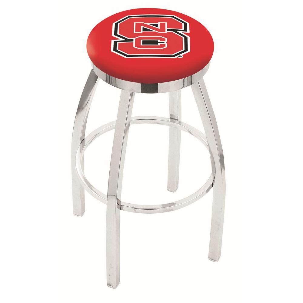 36" L8C2C - Chrome North Carolina State Swivel Bar Stool with Accent Ring by Holland Bar Stool Company. Picture 1