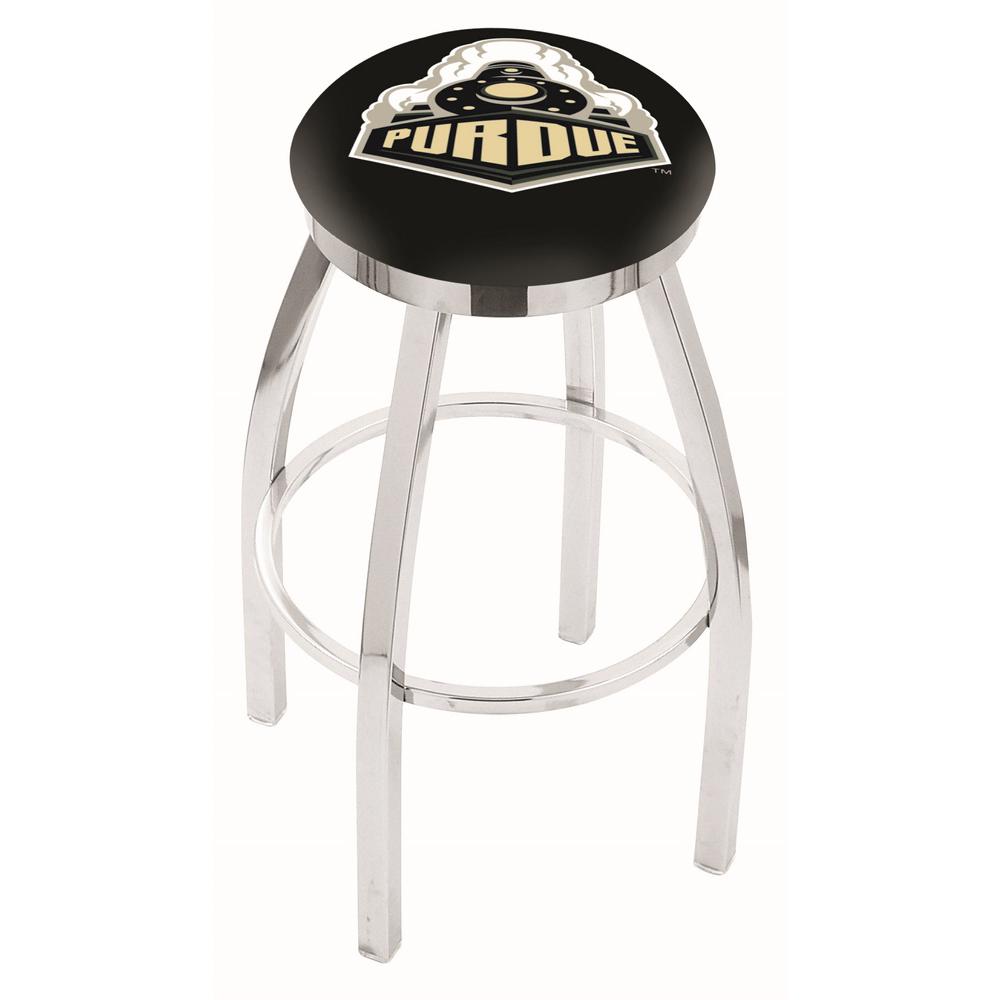 36" L8C2C - Chrome Purdue Swivel Bar Stool with Accent Ring by Holland Bar Stool Company. Picture 1