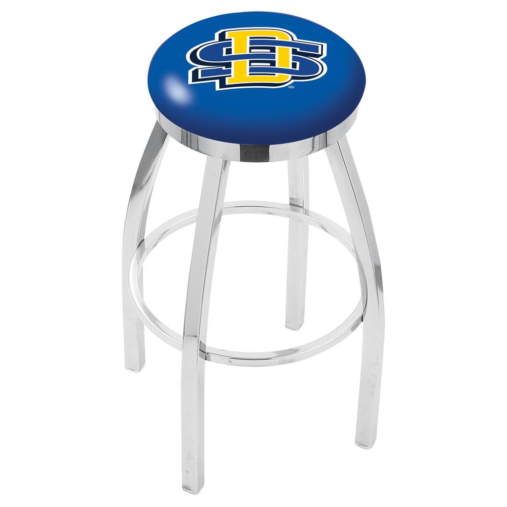 36" L8C2C - Chrome South Dakota State Swivel Bar Stool with Accent Ring by Holland Bar Stool Company. Picture 1
