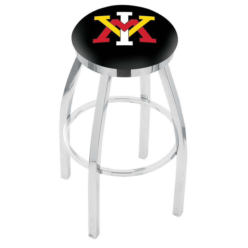 36" L8C2C - Chrome Virginia Military Institute Swivel Bar Stool with Accent Ring by Holland Bar Stool Company. Picture 1