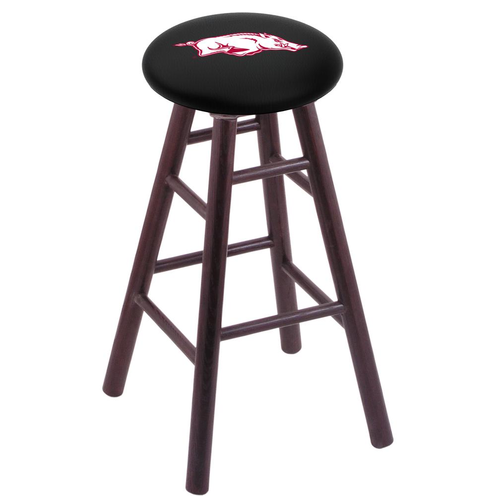 Oak Extra Tall Bar Stool in Dark Cherry Finish with Arkansas Seat. Picture 1