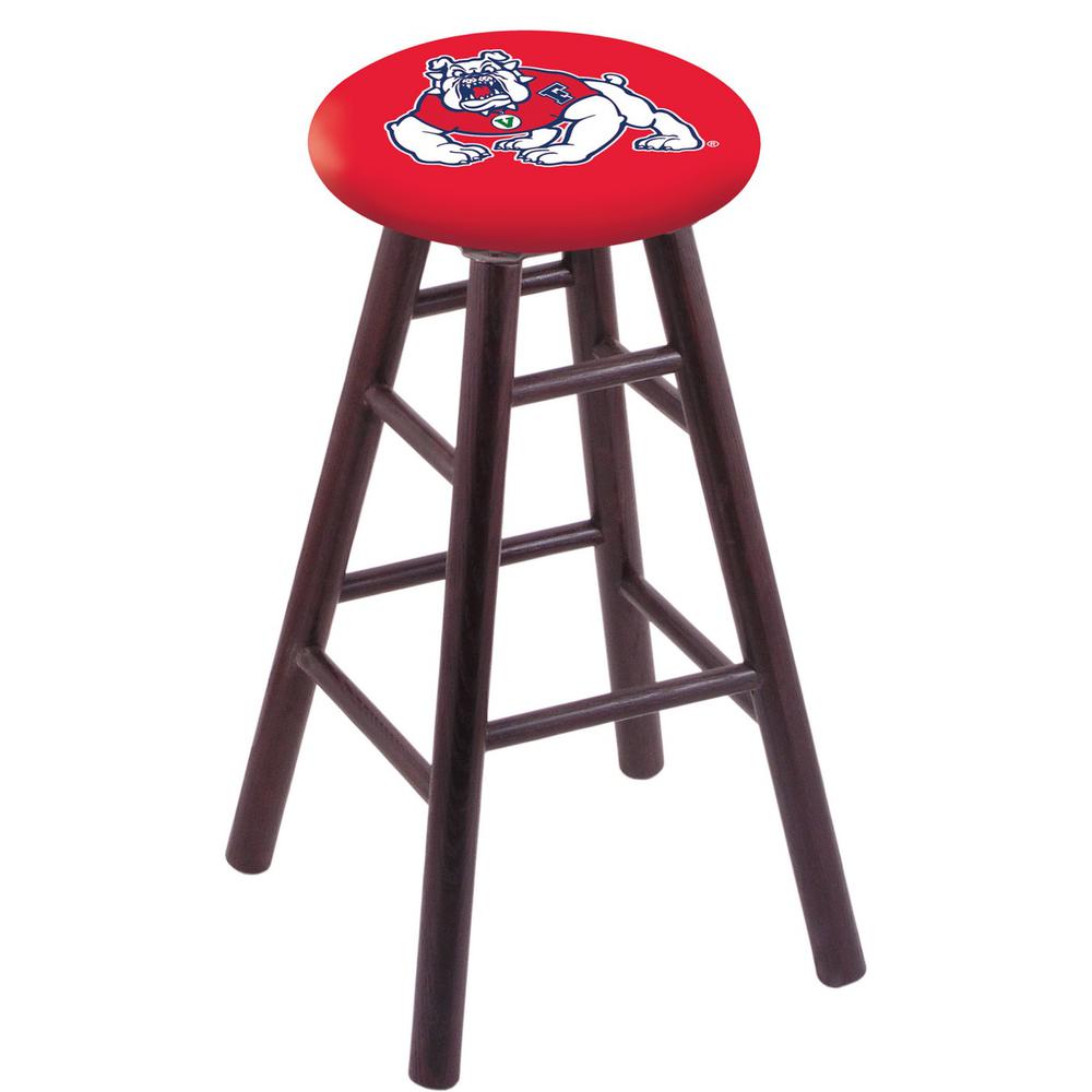Oak Extra Tall Bar Stool in Dark Cherry Finish with Fresno State Seat. Picture 1
