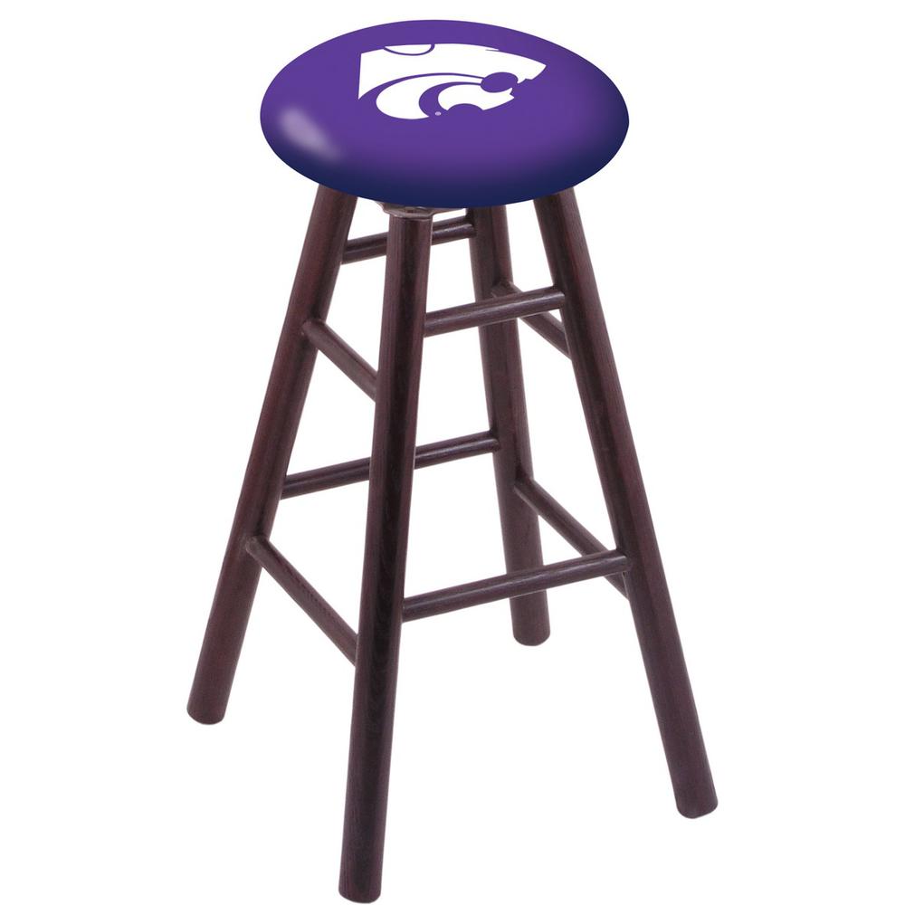 Oak Extra Tall Bar Stool in Dark Cherry Finish with Kansas State Seat. Picture 1