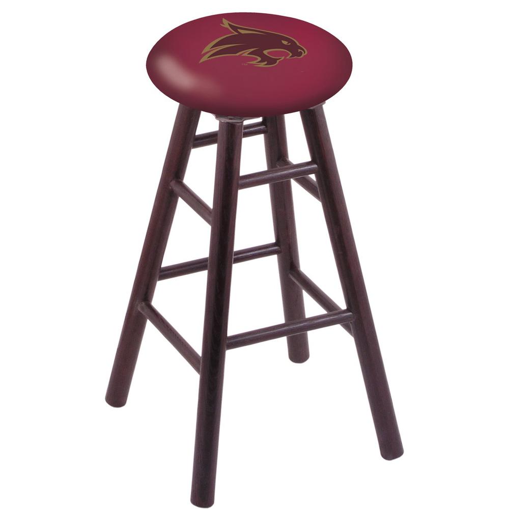 Oak Extra Tall Bar Stool in Dark Cherry Finish with Texas State Seat. Picture 1