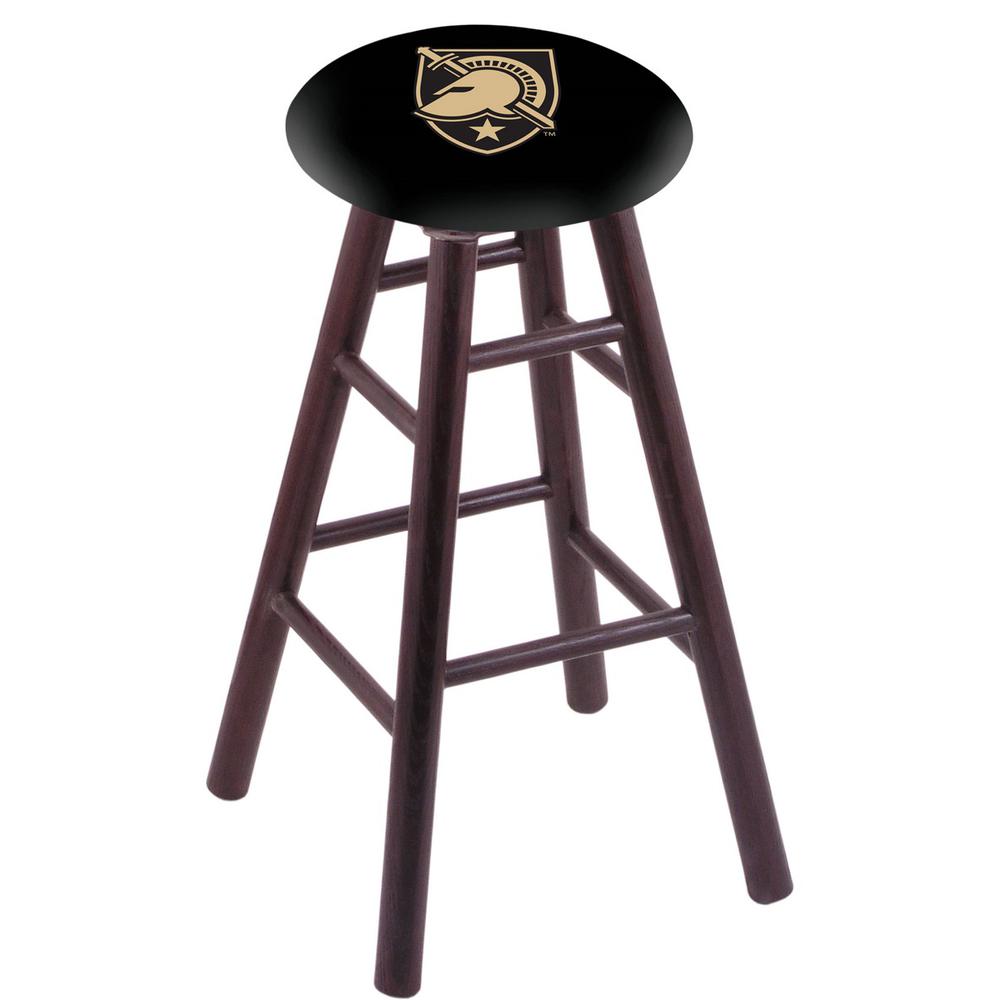 Oak Extra Tall Bar Stool in Dark Cherry Finish with US Military Academy (ARMY) Seat. Picture 1