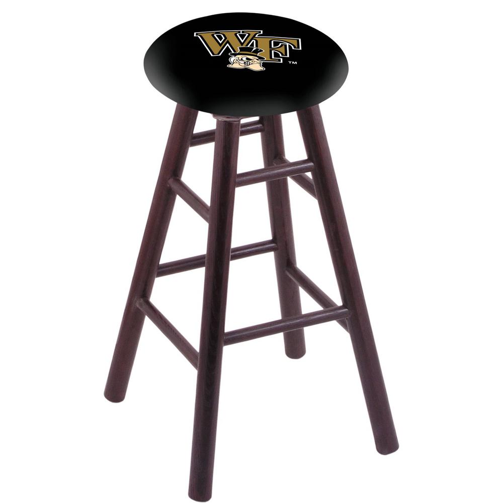 Oak Extra Tall Bar Stool in Dark Cherry Finish with Wake Forest Seat. Picture 1