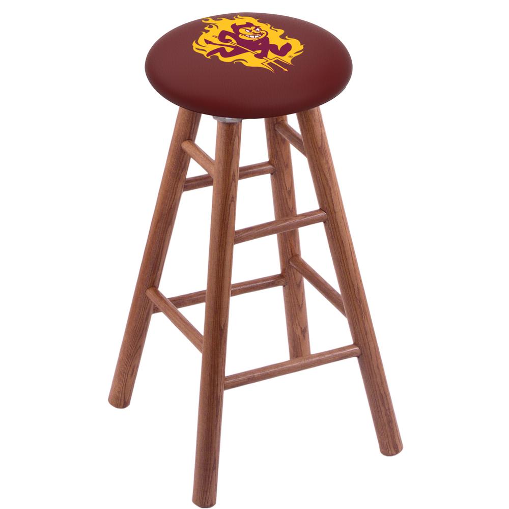 Oak Extra Tall Bar Stool in Medium Finish with Arizona State (Sparky) Seat. Picture 1
