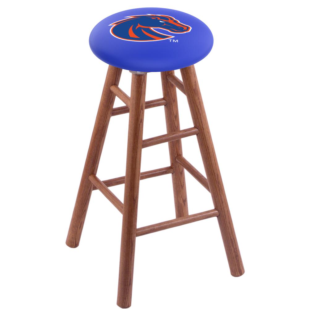 Oak Extra Tall Bar Stool in Medium Finish with Boise State Seat. Picture 1