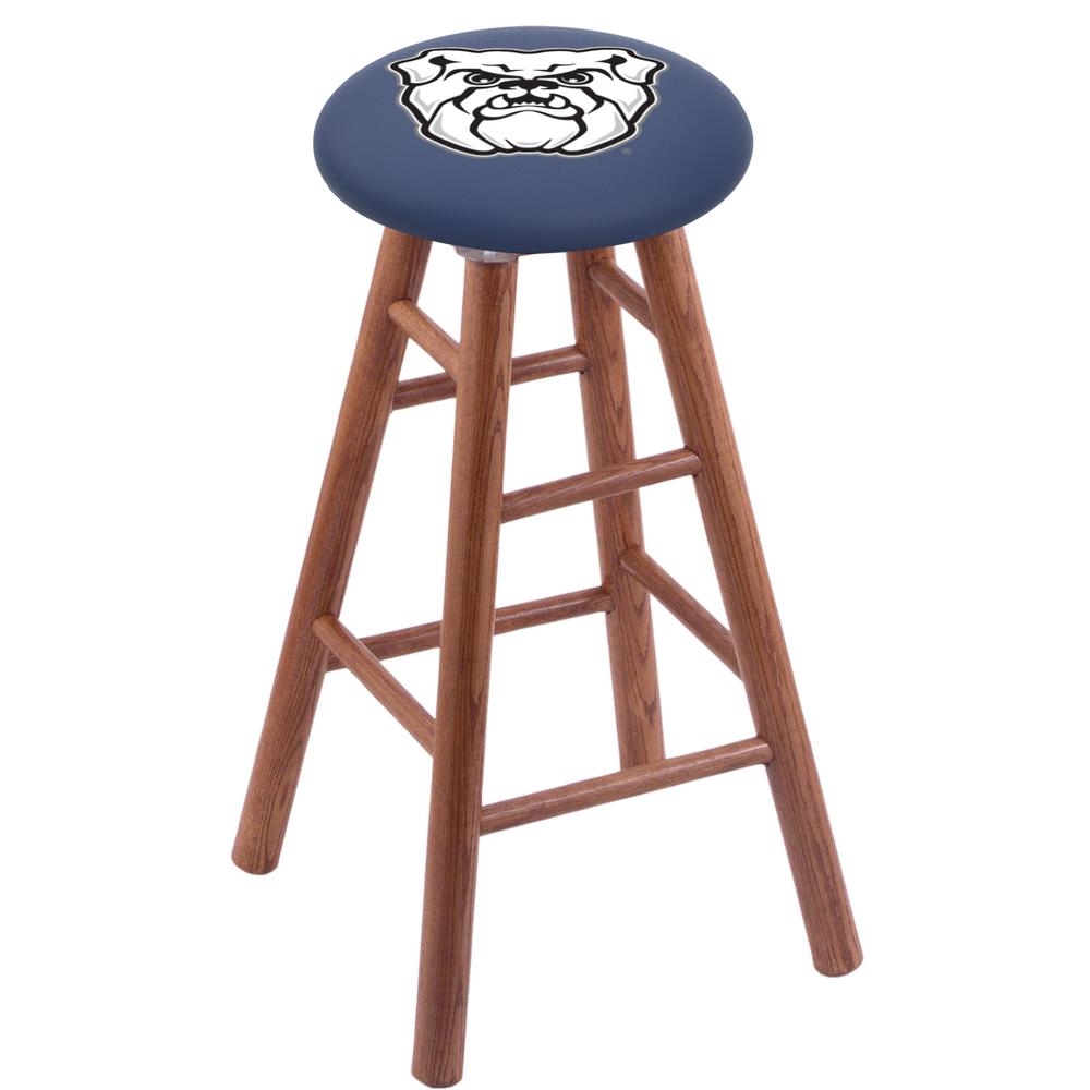 Oak Extra Tall Bar Stool in Medium Finish with Butler University Seat. Picture 1