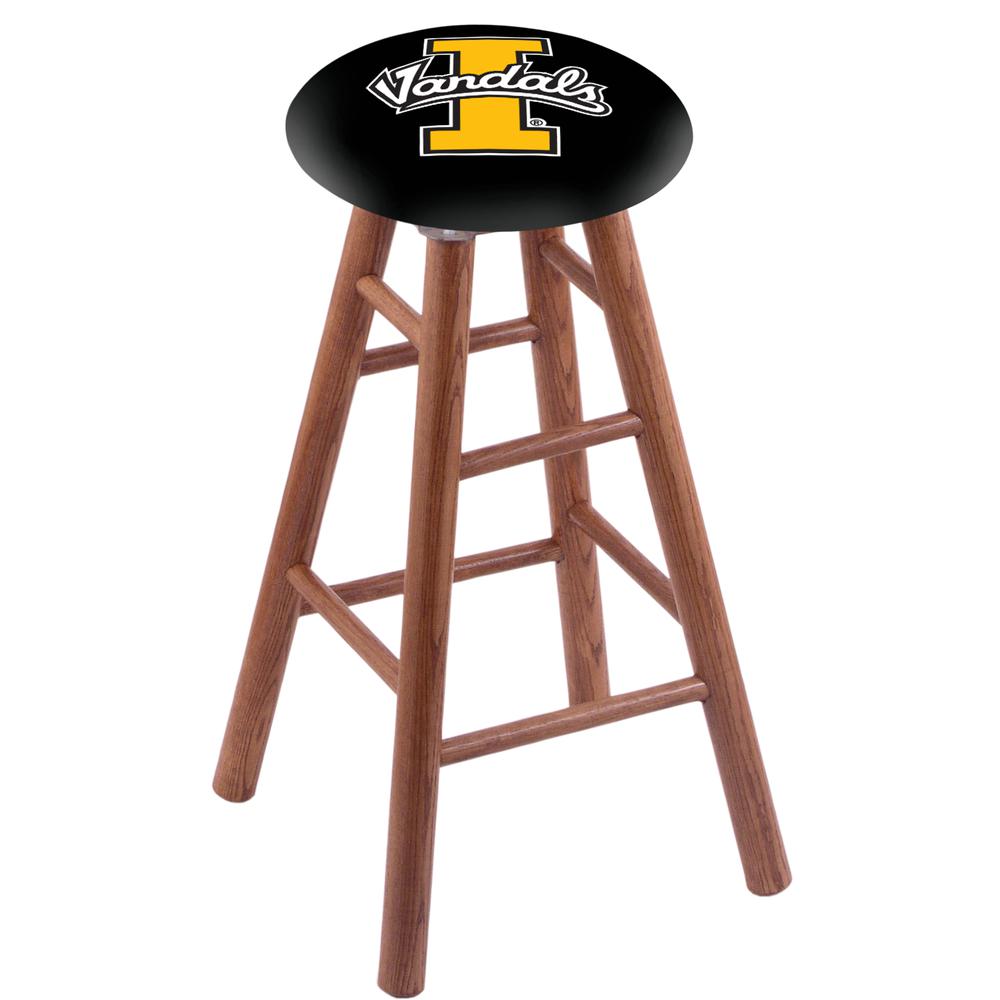 Oak Extra Tall Bar Stool in Medium Finish with Idaho Seat. Picture 1