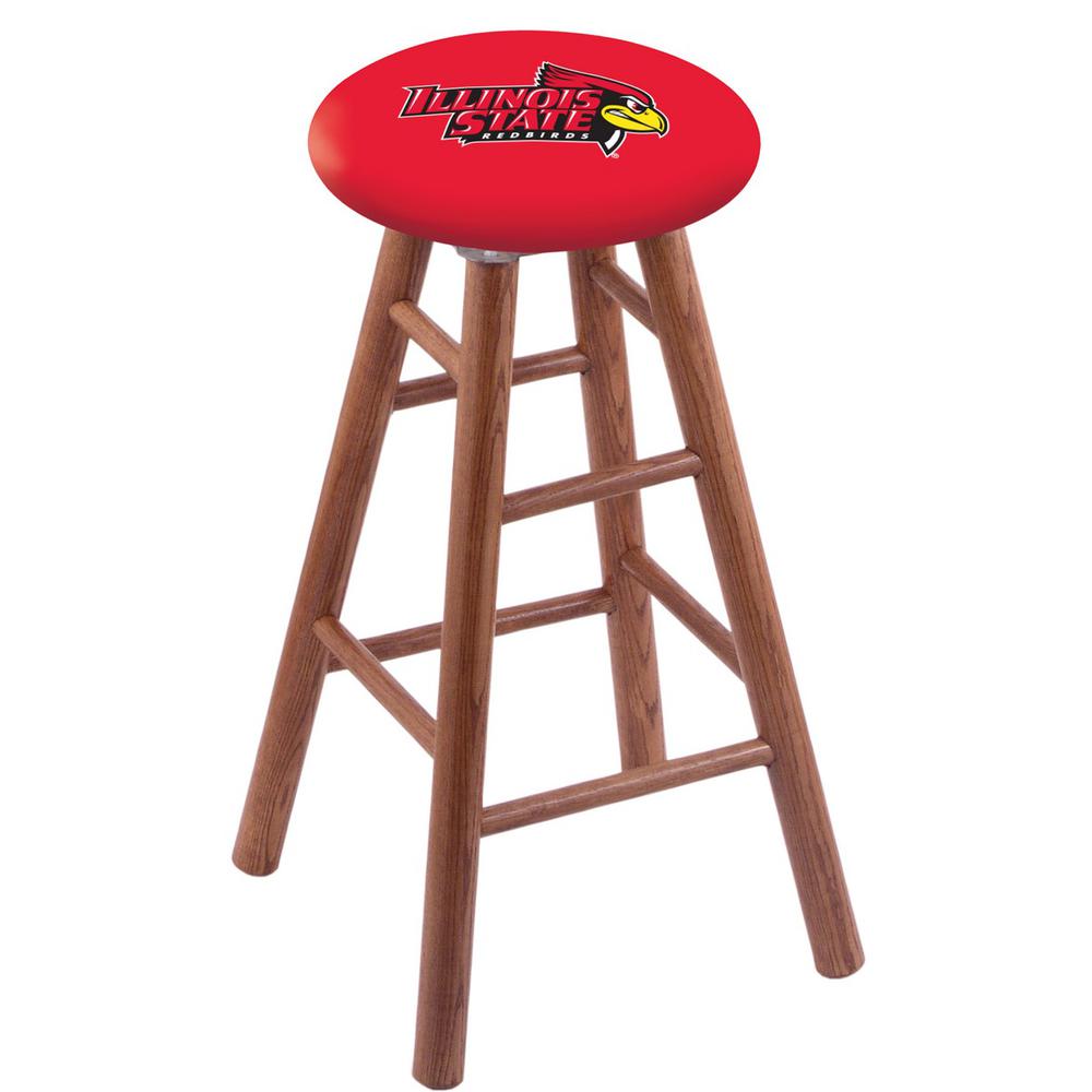 Oak Extra Tall Bar Stool in Medium Finish with Illinois State Seat. Picture 1