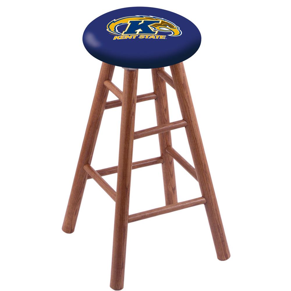 Oak Extra Tall Bar Stool in Medium Finish with Kent State Seat. Picture 1