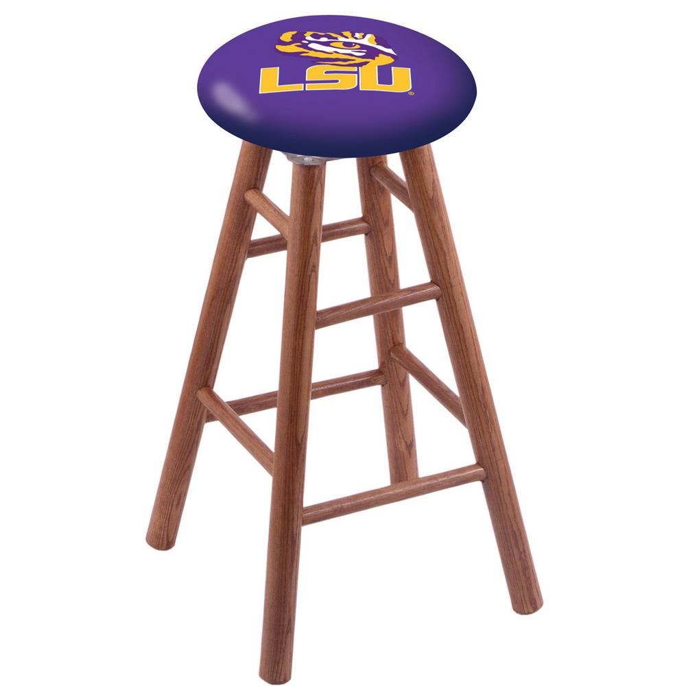 Oak Extra Tall Bar Stool in Medium Finish with Louisiana State Seat. Picture 1
