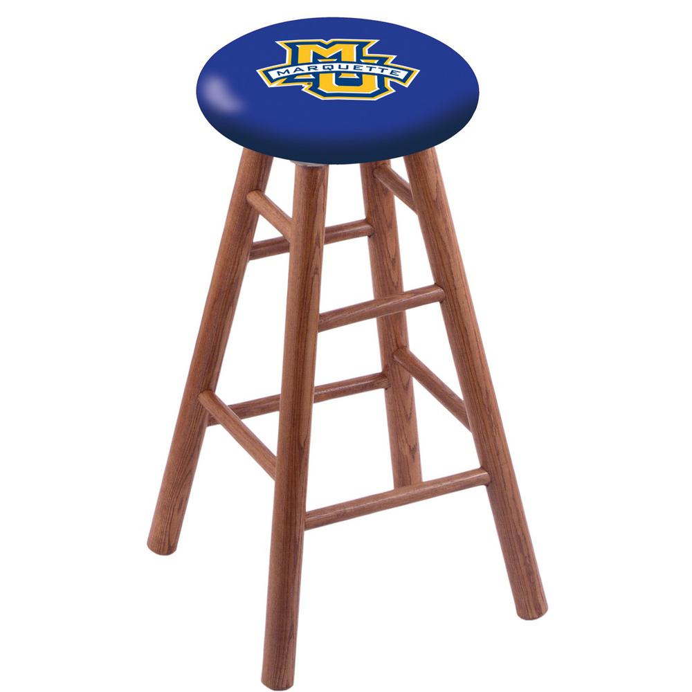 Oak Extra Tall Bar Stool in Medium Finish with Marquette University Seat. Picture 1