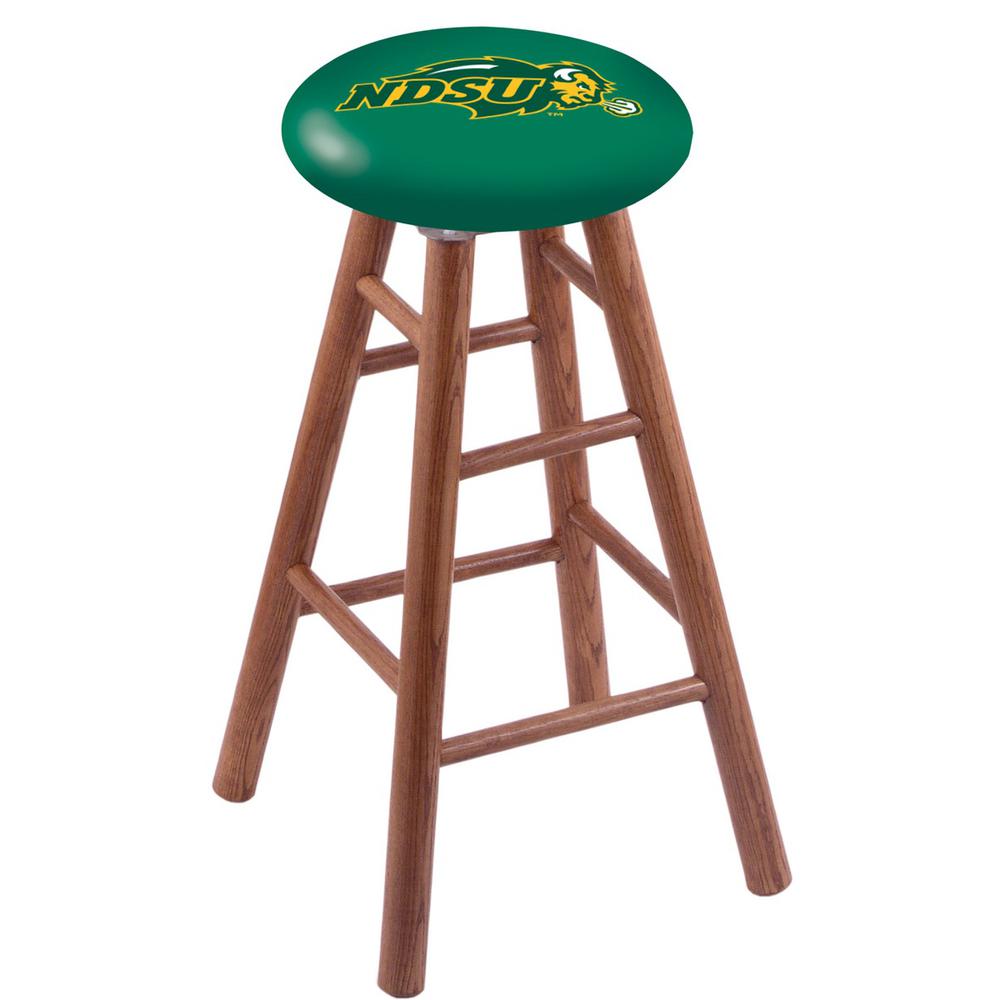 Oak Extra Tall Bar Stool in Medium Finish with North Dakota State Seat. Picture 1