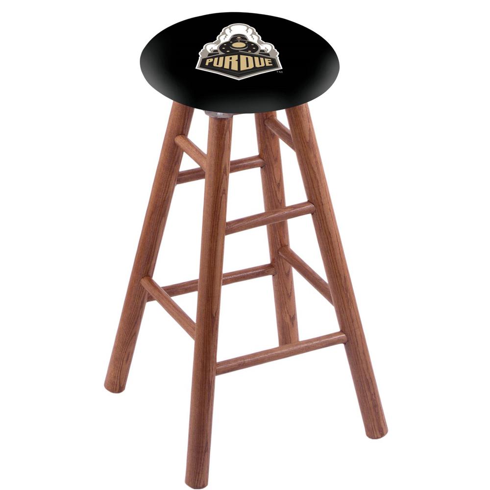 Oak Extra Tall Bar Stool in Medium Finish with Purdue Seat. Picture 1