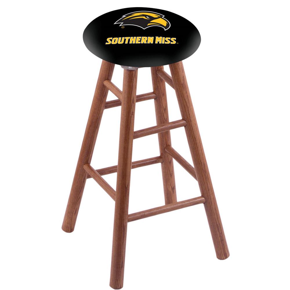 Oak Extra Tall Bar Stool in Medium Finish with Southern Miss Seat. Picture 1