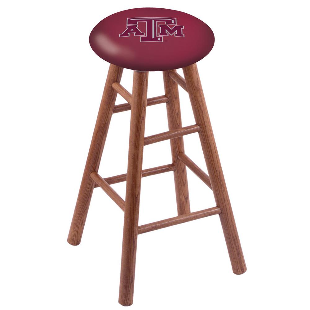 Oak Extra Tall Bar Stool in Medium Finish with Texas A&M Seat. Picture 1