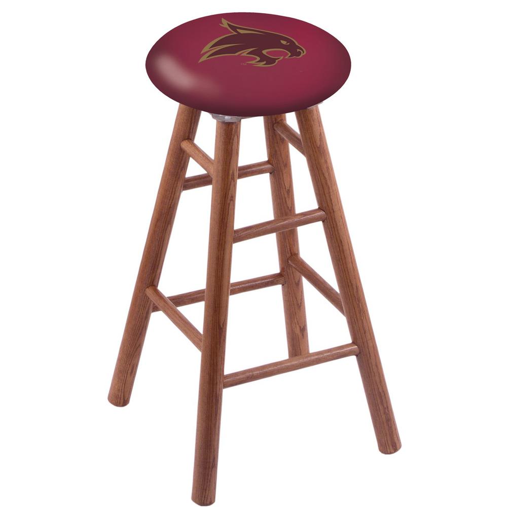 Oak Extra Tall Bar Stool in Medium Finish with Texas State Seat. Picture 1