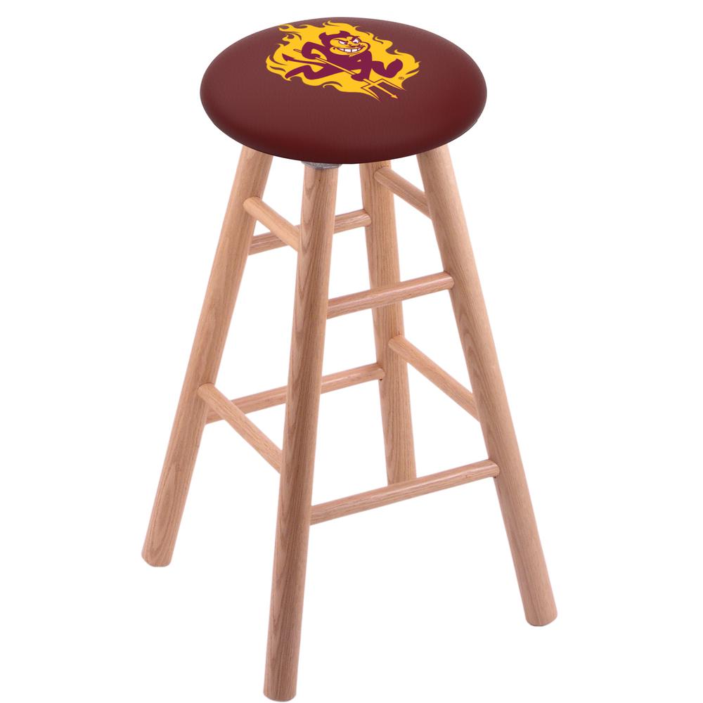 Oak Extra Tall Bar Stool in Natural Finish with Arizona State (Sparky) Seat. Picture 1