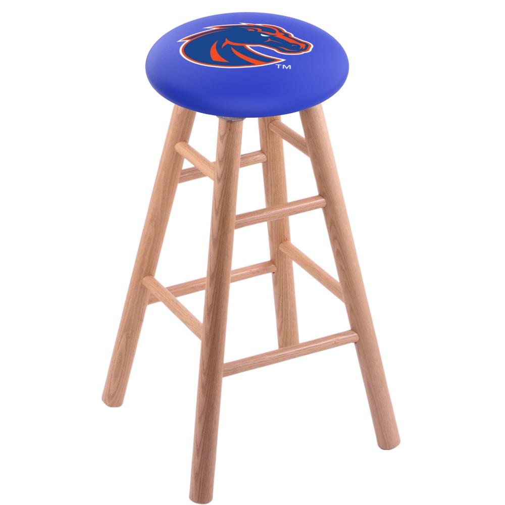 Oak Extra Tall Bar Stool in Natural Finish with Boise State Seat. Picture 1