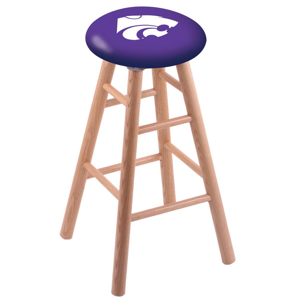 Oak Extra Tall Bar Stool in Natural Finish with Kansas State Seat. Picture 1