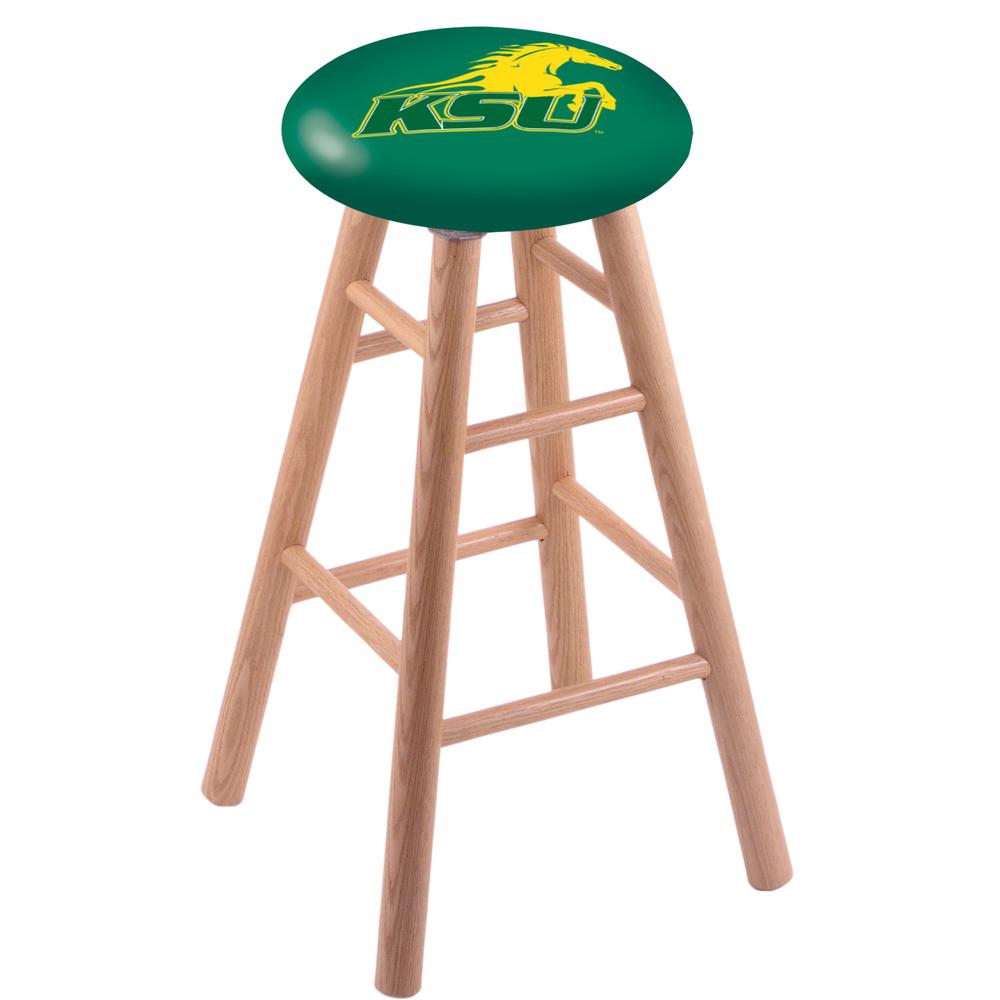 Oak Extra Tall Bar Stool in Natural Finish with Kentucky State University Seat. Picture 1