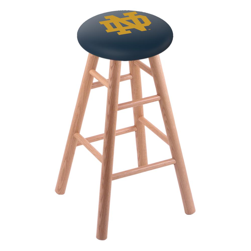 Oak Extra Tall Bar Stool in Natural Finish with Notre Dame (ND) Seat. Picture 1