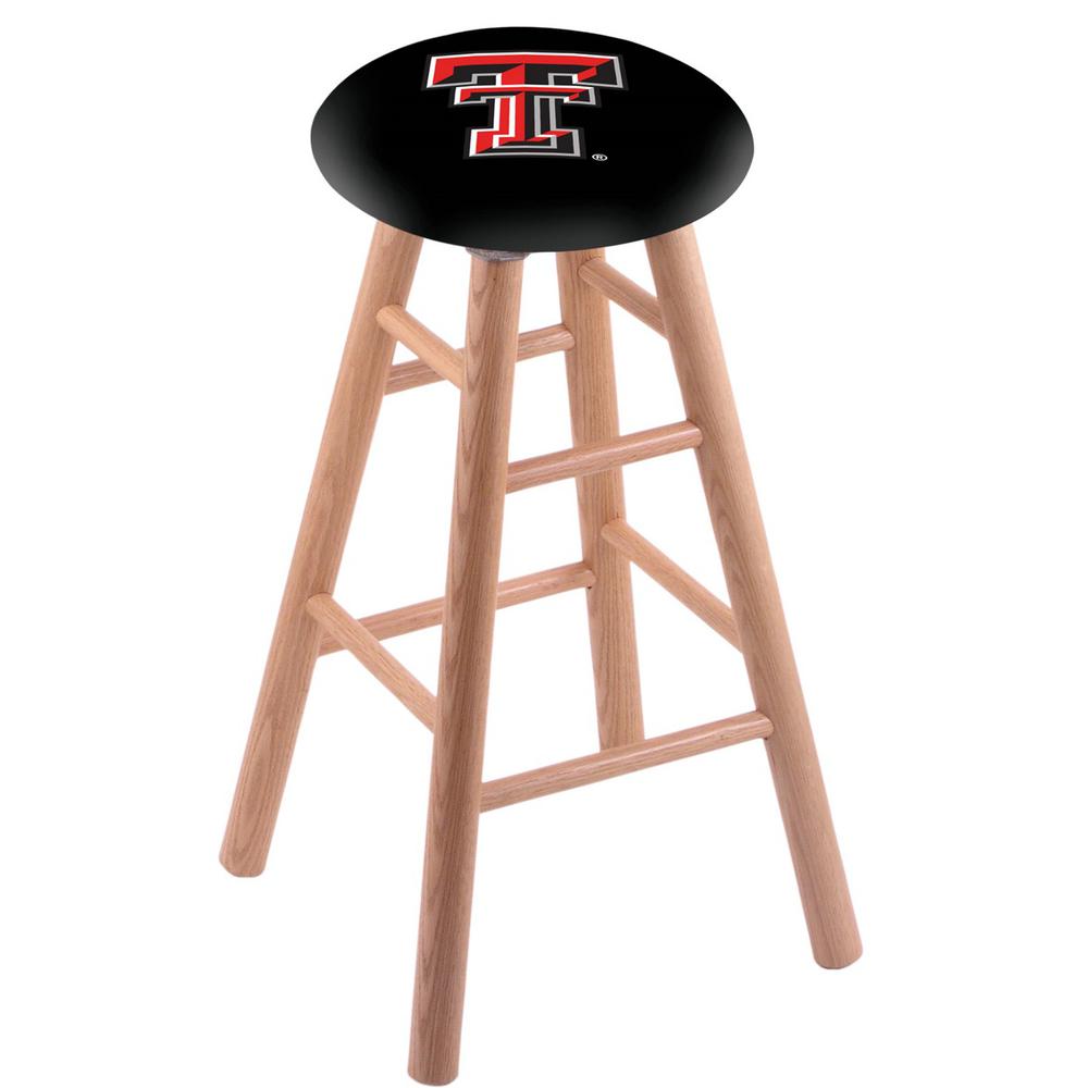 Oak Extra Tall Bar Stool in Natural Finish with Texas Tech Seat. Picture 1