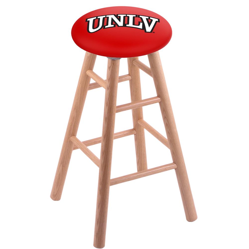 Oak Extra Tall Bar Stool in Natural Finish with UNLV Seat. Picture 1