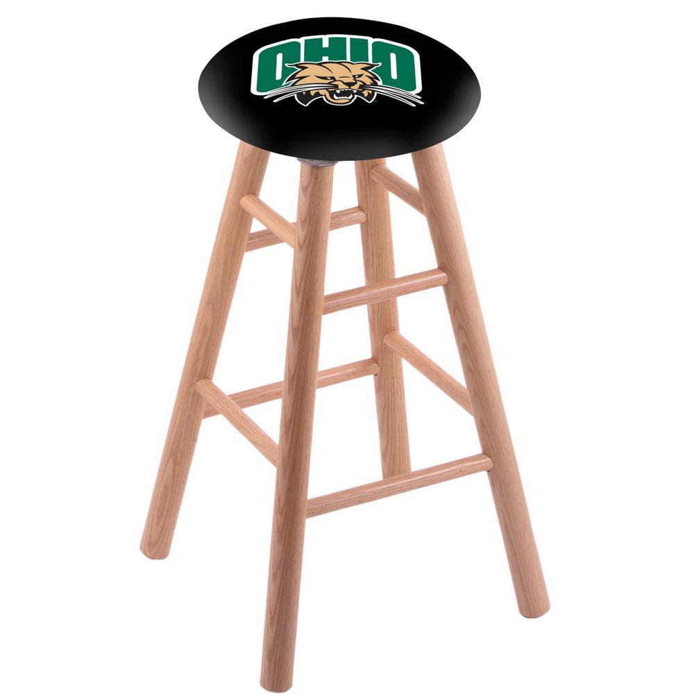 Oak Extra Tall Bar Stool in Natural Finish with Ohio University Seat. Picture 1