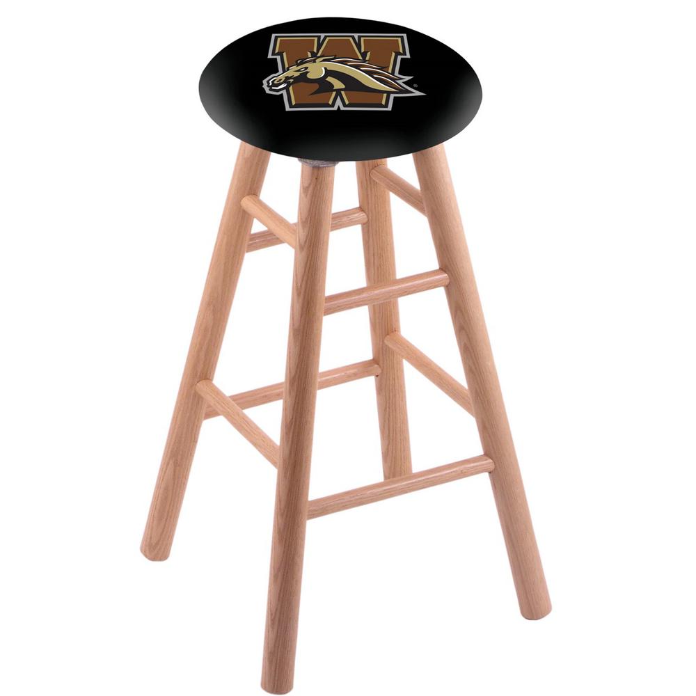 Oak Extra Tall Bar Stool in Natural Finish with Western Michigan Seat. Picture 1